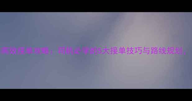 图片 出租车：纽约高效接单攻略：司机必学的5大接单技巧与路线规划，日赚3000+！1