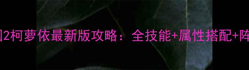 图片 崩坏学园2柯萝依最新版攻略：全技能+属性搭配+阵容推荐2