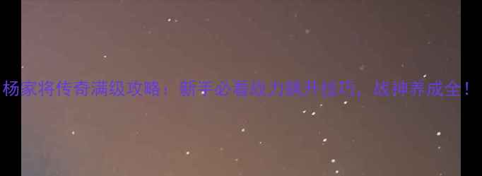 图片 杨家将传奇满级攻略：新手必看战力飙升技巧，战神养成全！