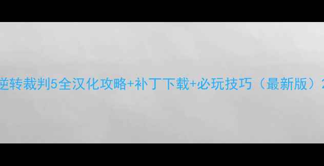 图片 逆转裁判5全汉化攻略+补丁下载+必玩技巧（最新版）2