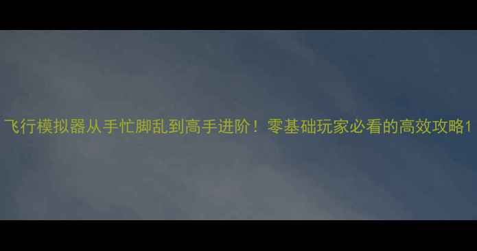 图片 飞行模拟器从手忙脚乱到高手进阶！零基础玩家必看的高效攻略1